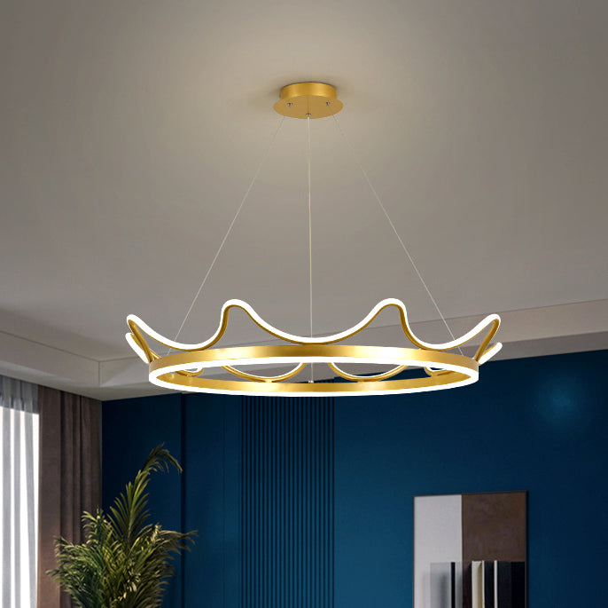 Contemporary Crown Shape Chandelier Lights Metal 2 Light Chandelier Lighting Fixtures