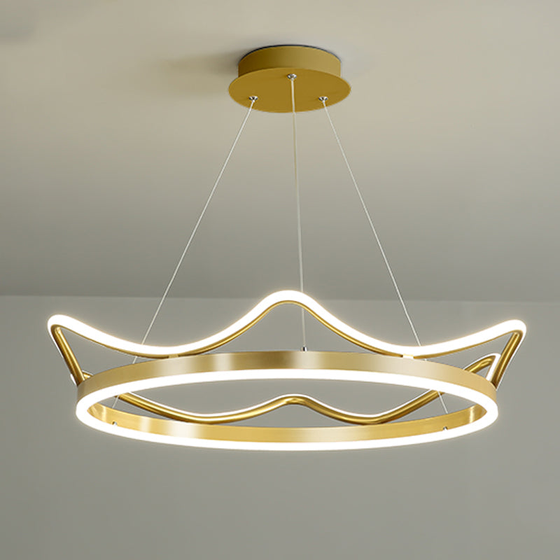 Contemporary Crown Shape Chandelier Lights Metal 2 Light Chandelier Lighting Fixtures