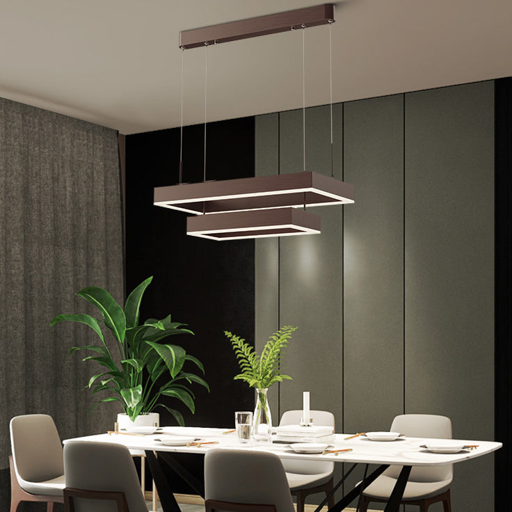 Modern Rectangle Shape Chandelier Lights Metal Chandelier Lighting Fixtures in Brown