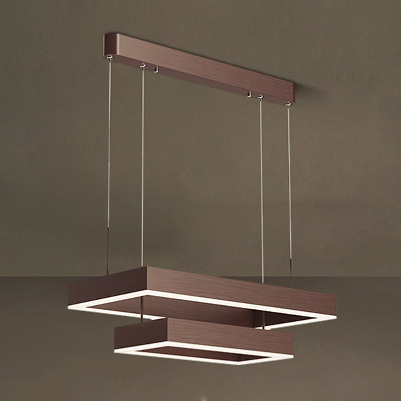 Modern Rectangle Shape Chandelier Lights Metal Chandelier Lighting Fixtures in Brown