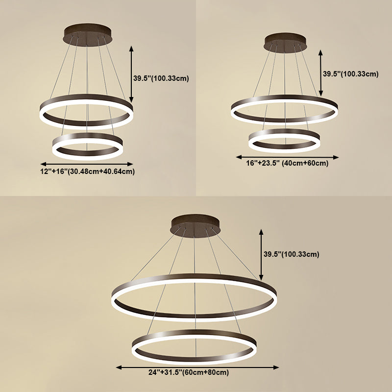 Modern Circle Shape Chandelier Lights Metal Chandelier Lighting Fixtures in Brown