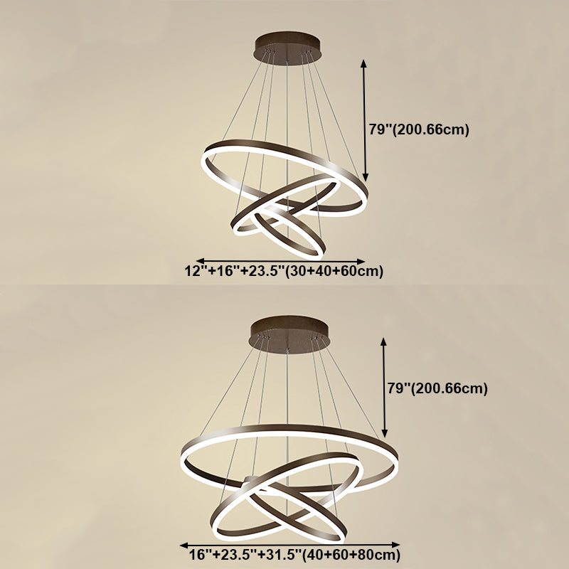 Modern Circle Shape Chandelier Lights Metal Chandelier Lighting Fixtures in Brown