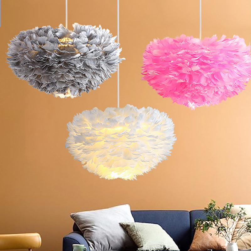 Nordic Globe Chandelier Colorful Feather Chandelier Pendant for Living Room