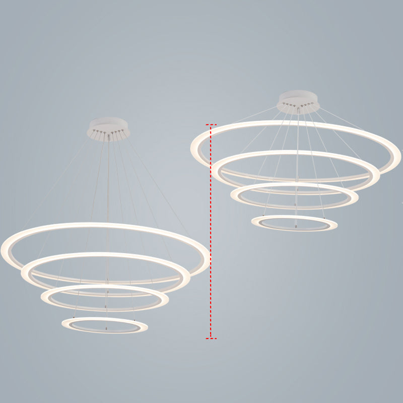 Modern Layered Chandelier Metal White Circle LED Chandelier Pendant for Living Room
