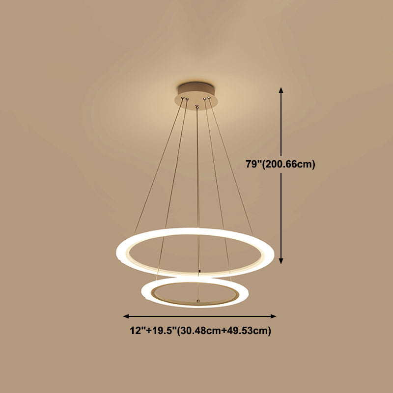 Modern Layered Chandelier Metal White Circle LED Chandelier Pendant for Living Room