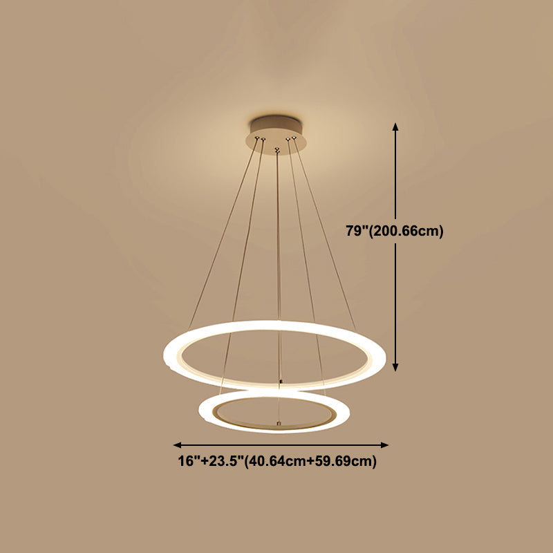 Modern Layered Chandelier Metal White Circle LED Chandelier Pendant for Living Room