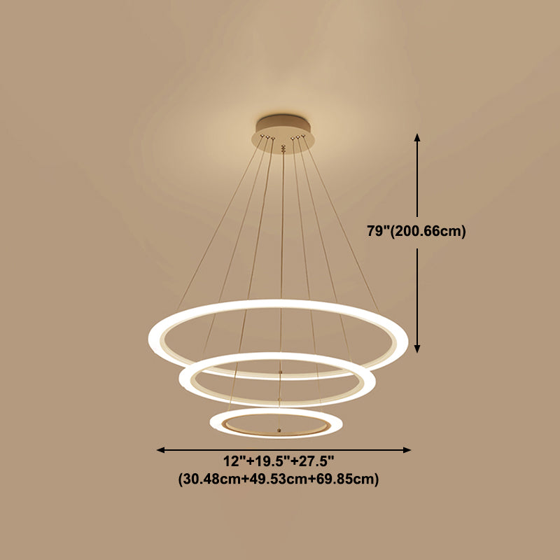 Modern Layered Chandelier Metal White Circle LED Chandelier Pendant for Living Room