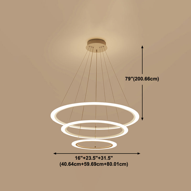 Modern Layered Chandelier Metal White Circle LED Chandelier Pendant for Living Room