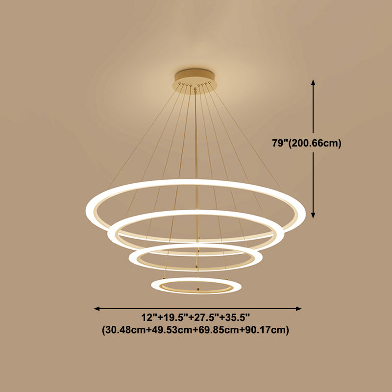 Modern Layered Chandelier Metal White Circle LED Chandelier Pendant for Living Room