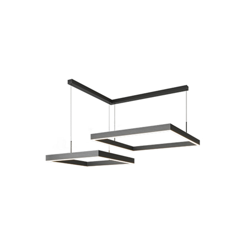 Square Shape Chandelier Lights Contemporary Metal Chandelier Lighting Fixtures in Black