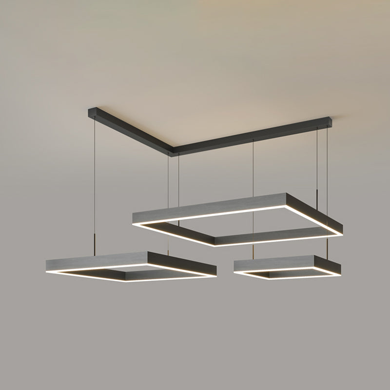 Square Shape Chandelier Lights Contemporary Metal Chandelier Lighting Fixtures in Black