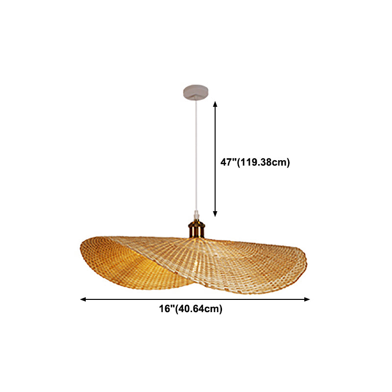 1-Light Chinese Style Bamboo Pendant Light Geometric Hanging Pendant for Tea Room
