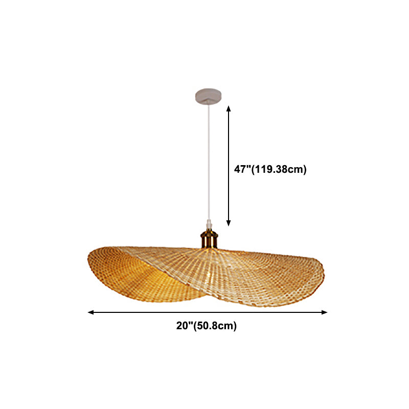 1-Light Chinese Style Bamboo Pendant Light Geometric Hanging Pendant for Tea Room