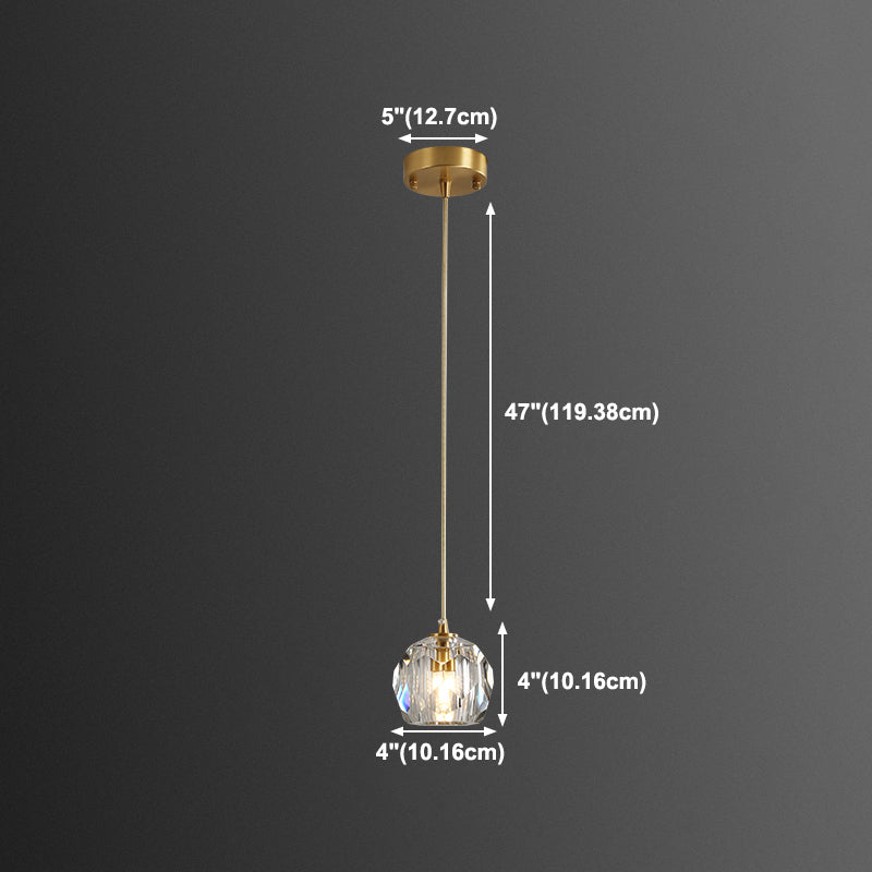 Modern Style Crystal Pendant Light Geometric Hanging Pendant for Bedroom