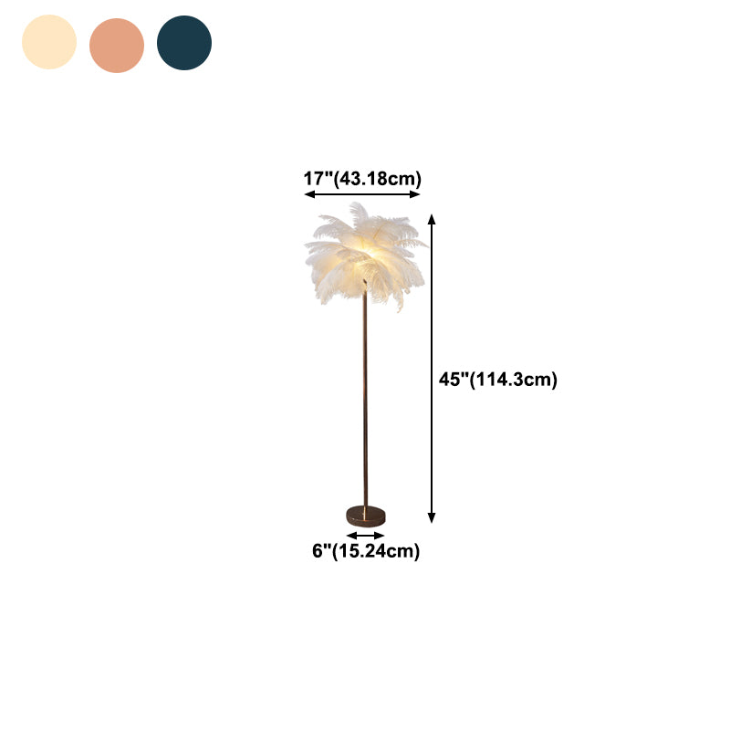 Modern Floor Lamp Colorful Floor Lighting Fixture with Feather Shade for Sitting Room