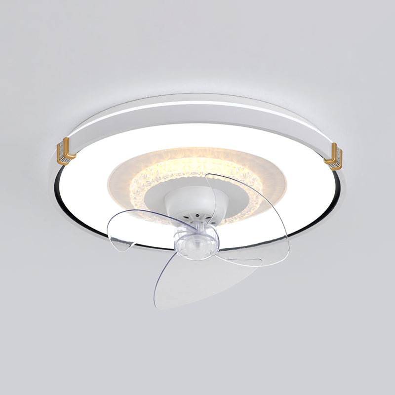 Round Bedroom Flush Mount Fan Lamp Metallic Nordic Style LED Semi Flush Light