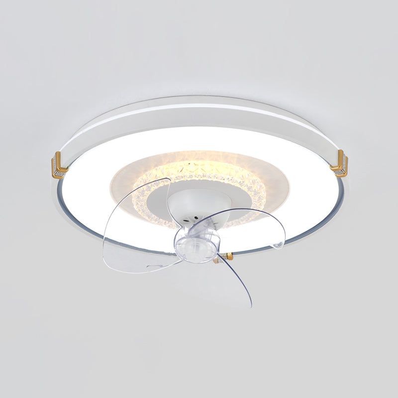 Round Bedroom Flush Mount Fan Lamp Metallic Nordic Style LED Semi Flush Light