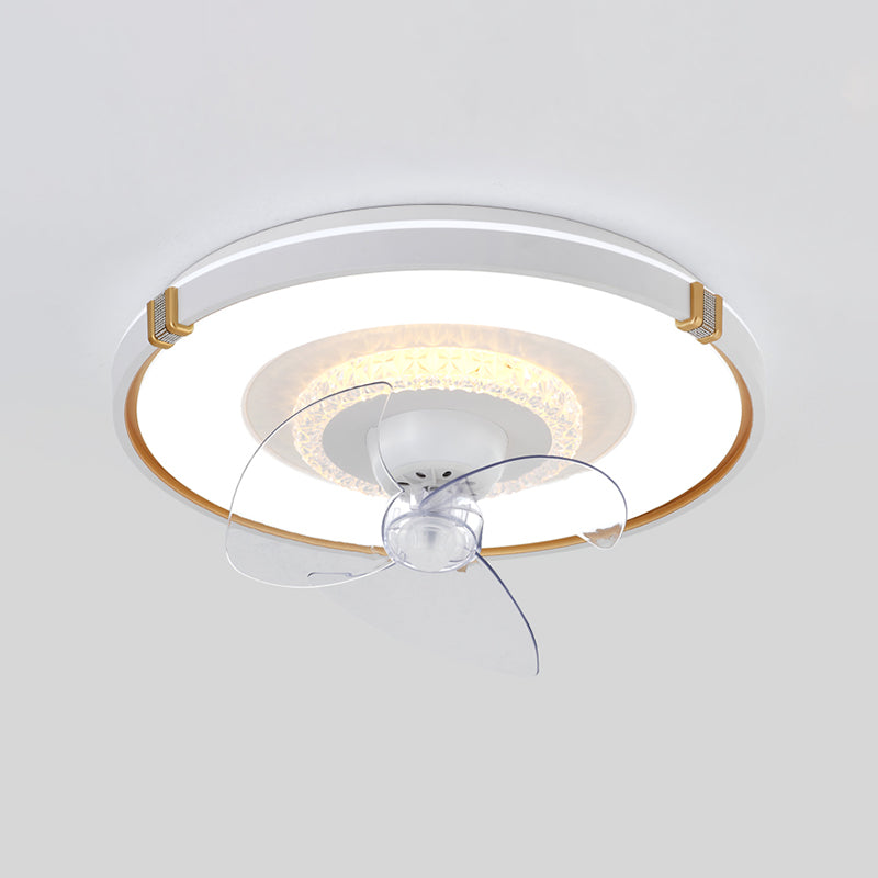 Round Bedroom Flush Mount Fan Lamp Metallic Nordic Style LED Semi Flush Light