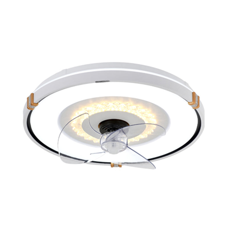 Round Bedroom Flush Mount Fan Lamp Metallic Nordic Style LED Semi Flush Light
