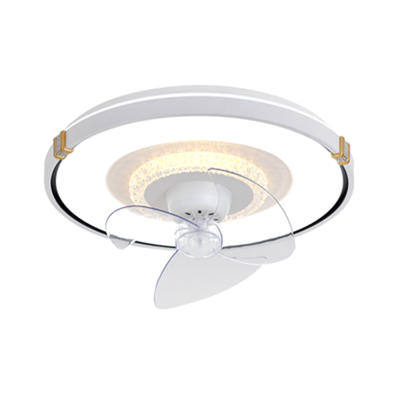 Round Bedroom Flush Mount Fan Lamp Metallic Nordic Style LED Semi Flush Light