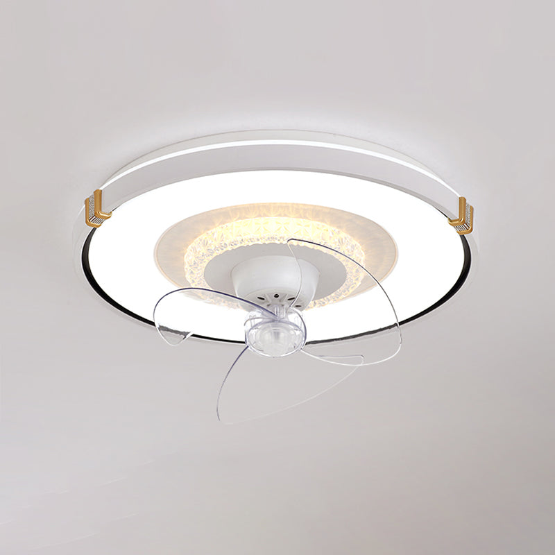 Round Bedroom Flush Mount Fan Lamp Metallic Nordic Style LED Semi Flush Light