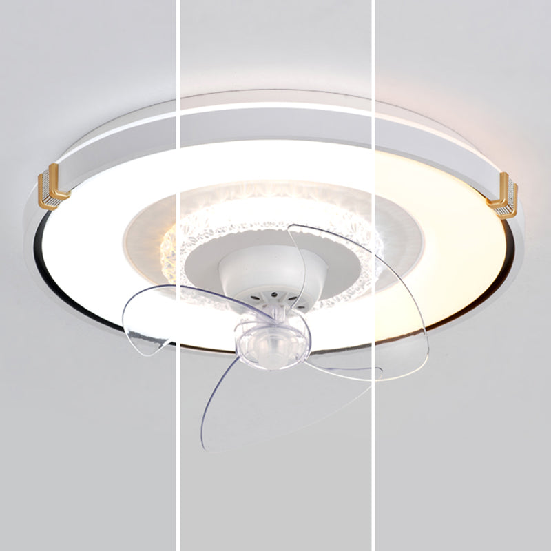 Round Bedroom Flush Mount Fan Lamp Metallic Nordic Style LED Semi Flush Light