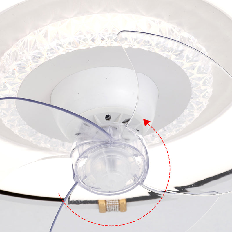 Round Bedroom Flush Mount Fan Lamp Metallic Nordic Style LED Semi Flush Light