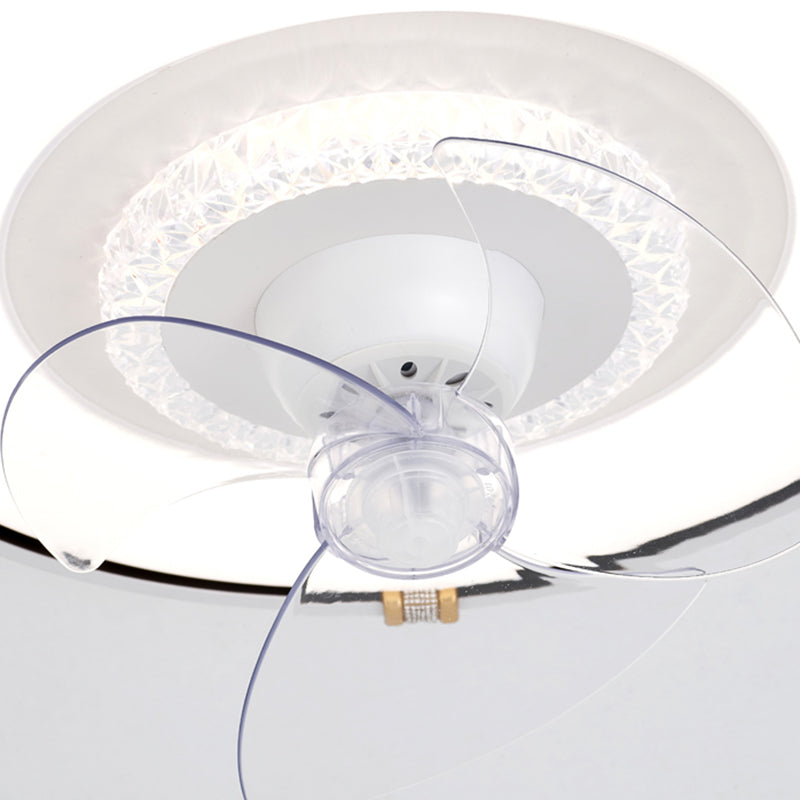 Round Bedroom Flush Mount Fan Lamp Metallic Nordic Style LED Semi Flush Light