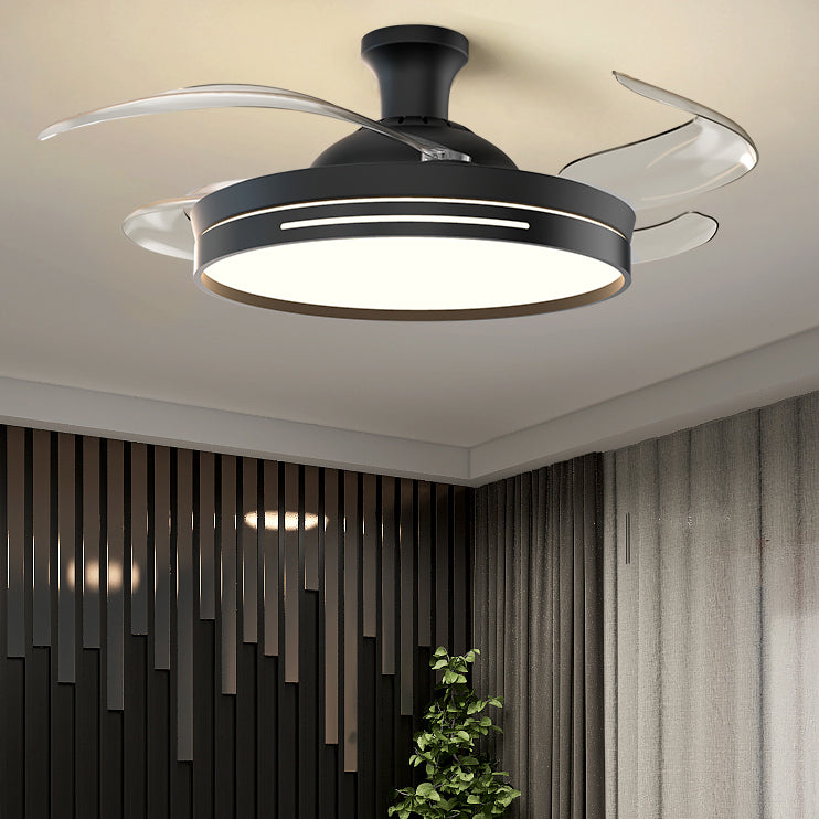 Frequency Conversion Fan Light Fixture Modern Living Room LED Semi Flush Ceiling Light