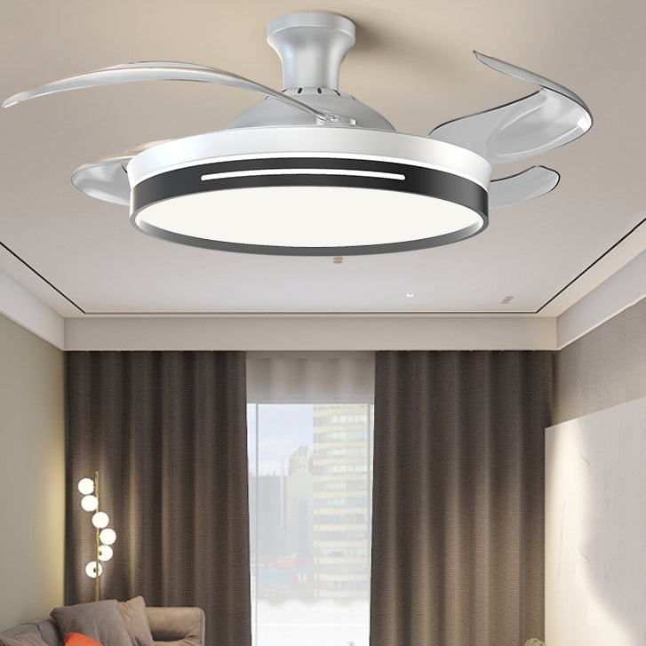 Frequency Conversion Fan Light Fixture Modern Living Room LED Semi Flush Ceiling Light