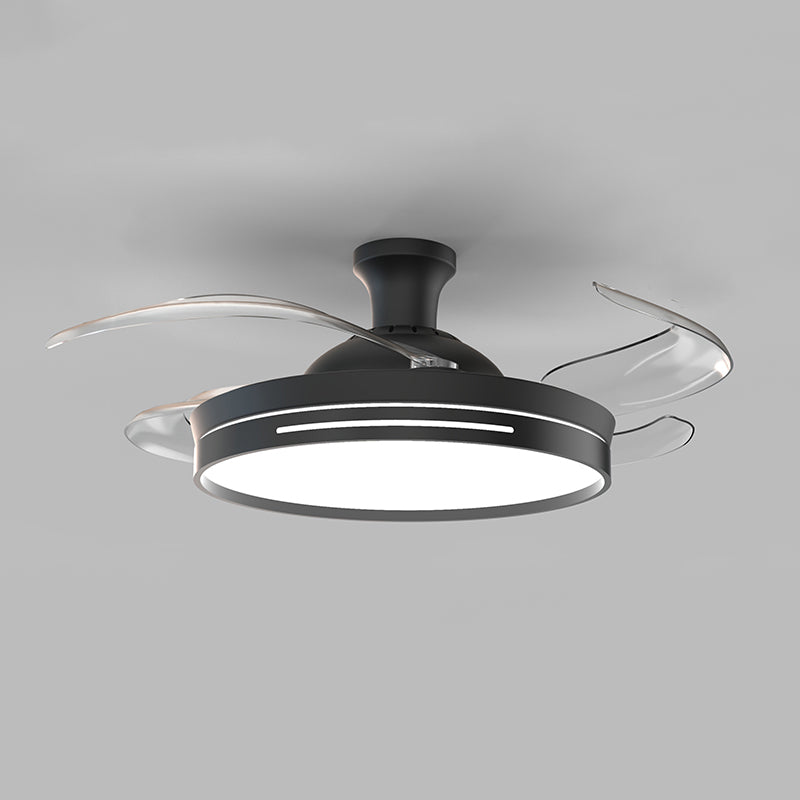 Frequency Conversion Fan Light Fixture Modern Living Room LED Semi Flush Ceiling Light
