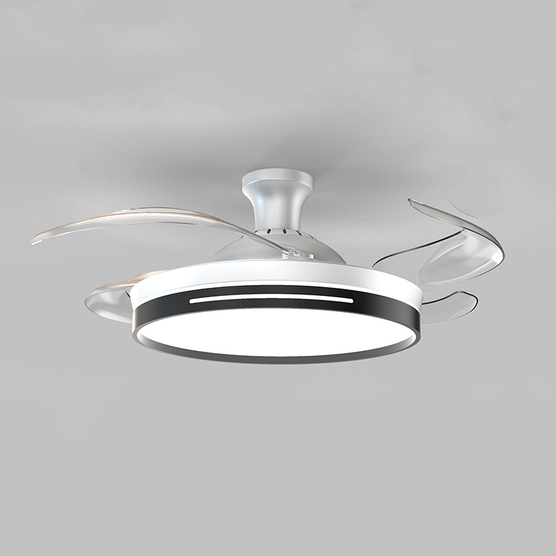 Frequency Conversion Fan Light Fixture Modern Living Room LED Semi Flush Ceiling Light