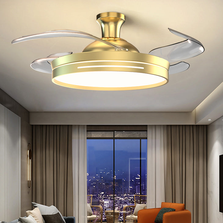 Frequency Conversion Fan Light Fixture Modern Living Room LED Semi Flush Ceiling Light