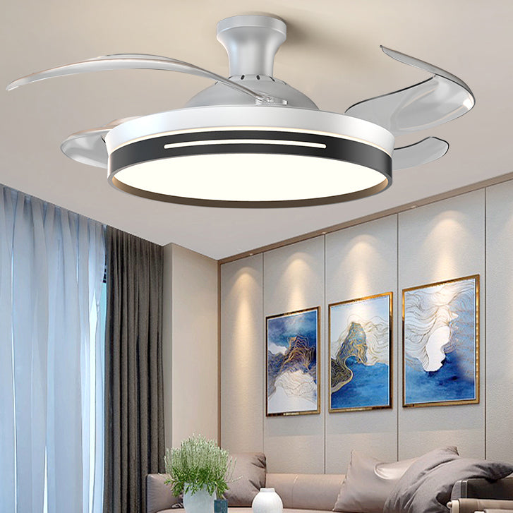 Frequency Conversion Fan Light Fixture Modern Living Room LED Semi Flush Ceiling Light