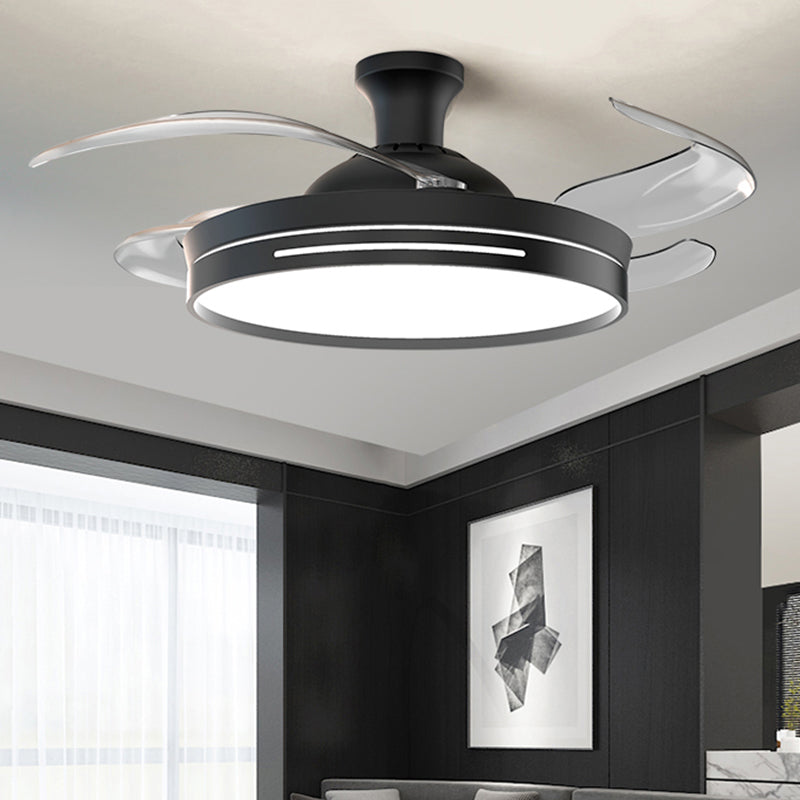 Frequency Conversion Fan Light Fixture Modern Living Room LED Semi Flush Ceiling Light