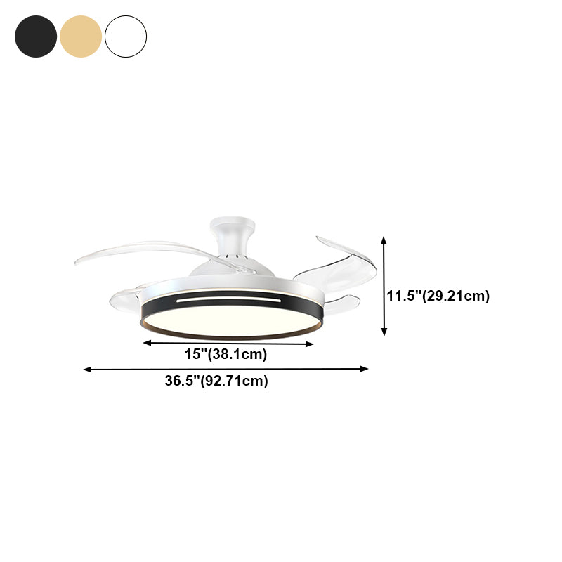 Frequency Conversion Fan Light Fixture Modern Living Room LED Semi Flush Ceiling Light