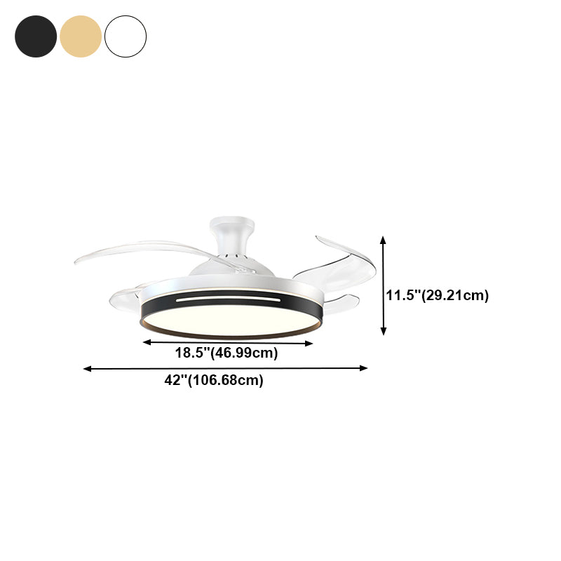 Frequency Conversion Fan Light Fixture Modern Living Room LED Semi Flush Ceiling Light