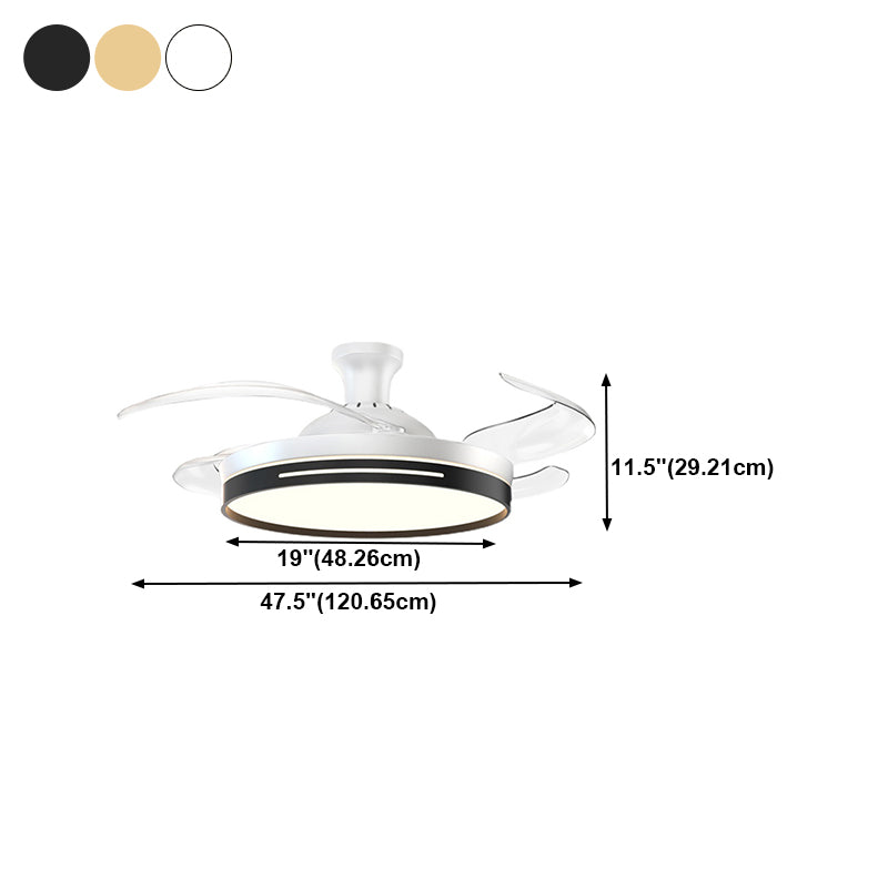 Frequency Conversion Fan Light Fixture Modern Living Room LED Semi Flush Ceiling Light