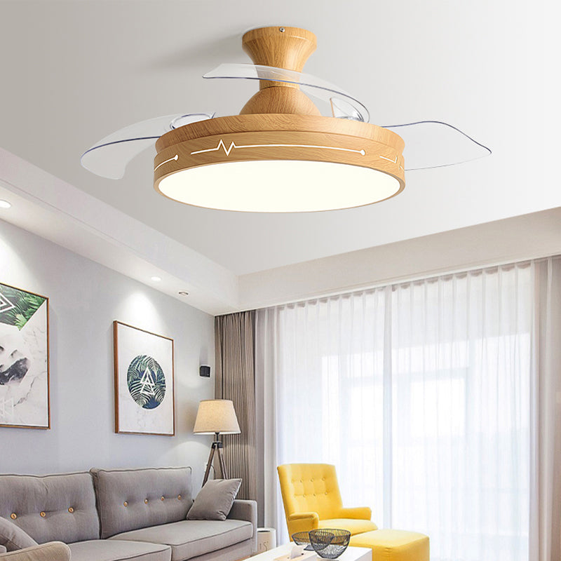 3 Reversible Blades Ceiling Fan Lamp Nordic Metal Living Room LED Semi Flush Light