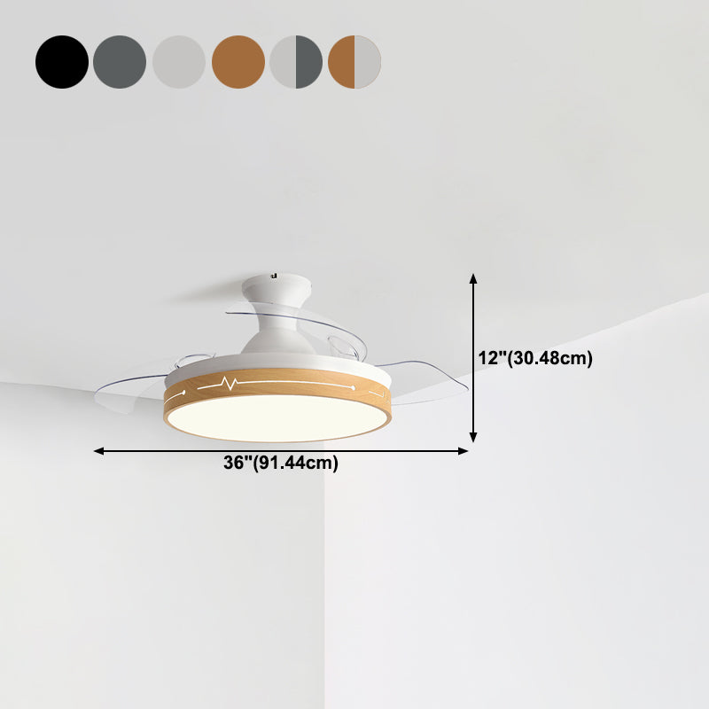 3 Reversible Blades Ceiling Fan Lamp Nordic Metal Living Room LED Semi Flush Light