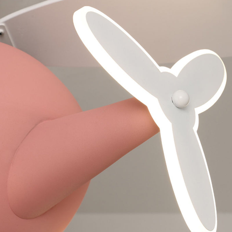 Vliegtuigvorm Metalen plafondventilatoren Kidstijl Multi -lichten plafondventilatorlamp