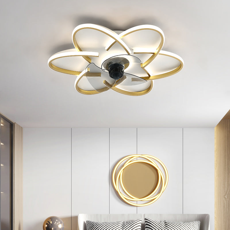 Geometric Shape Metal Ceiling Fans Modern Style Multi-Lights Ceiling Fan Lamp Fixture