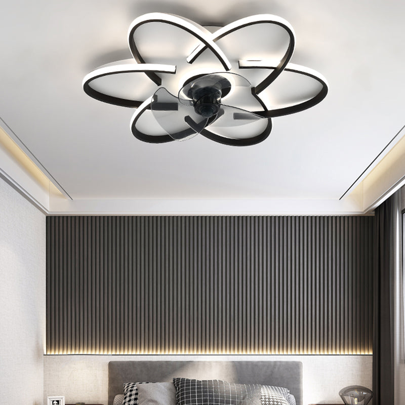Geometric Shape Metal Ceiling Fans Modern Style Multi-Lights Ceiling Fan Lamp Fixture