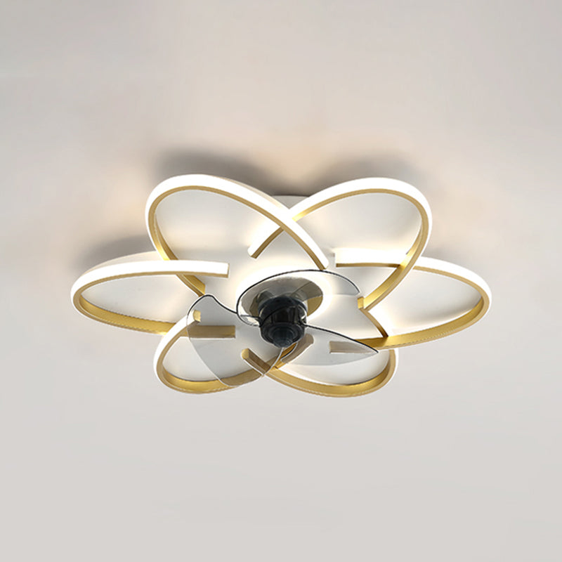 Geometric Shape Metal Ceiling Fans Modern Style Multi-Lights Ceiling Fan Lamp Fixture