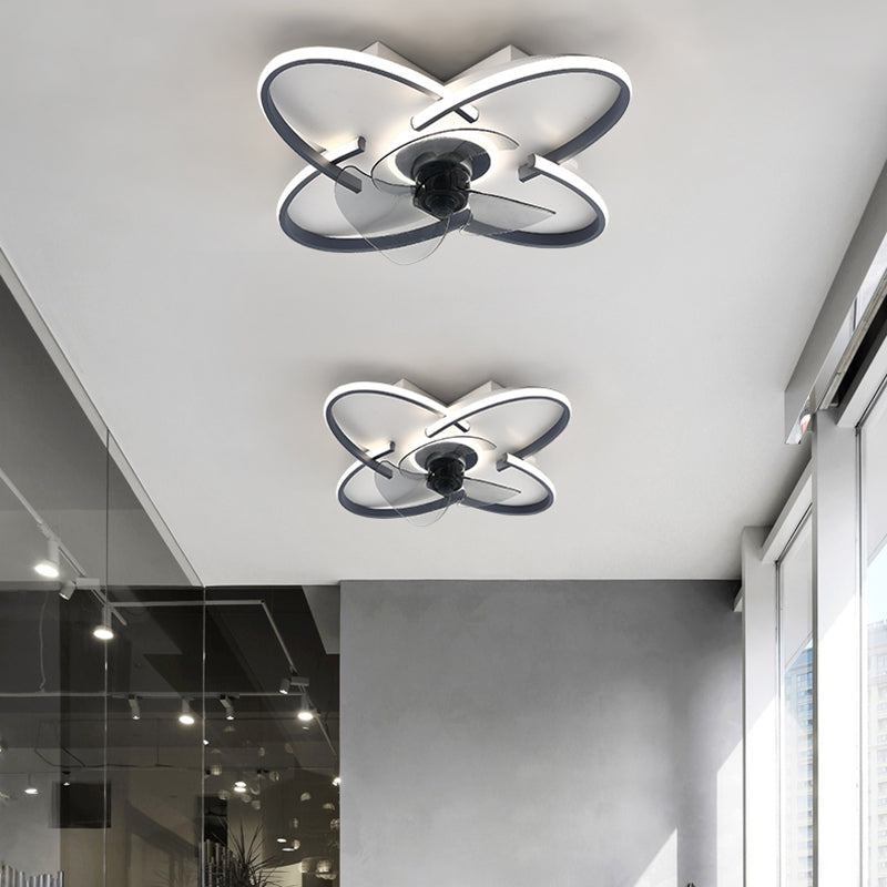 Geometric Shape Metal Ceiling Fans Modern Style Multi-Lights Ceiling Fan Lamp Fixture