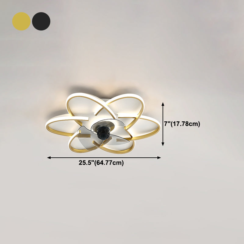 Geometric Shape Metal Ceiling Fans Modern Style Multi-Lights Ceiling Fan Lamp Fixture