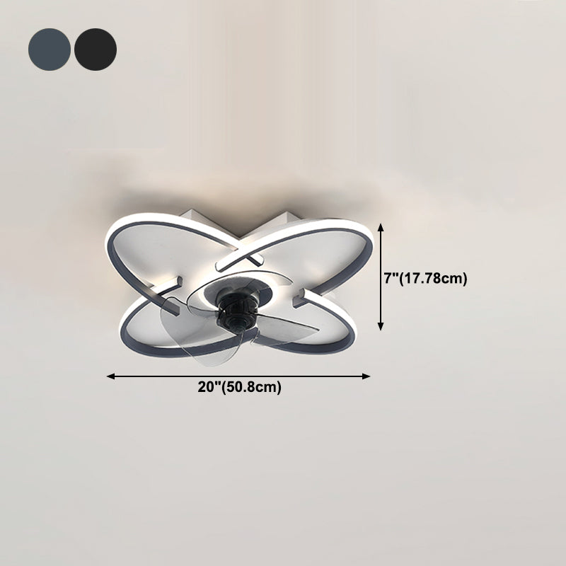 Geometric Shape Metal Ceiling Fans Modern Style Multi-Lights Ceiling Fan Lamp Fixture