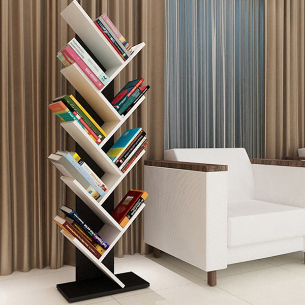 Contemporary Wood Bookcase Closed Back Bookshelf for Home Office
