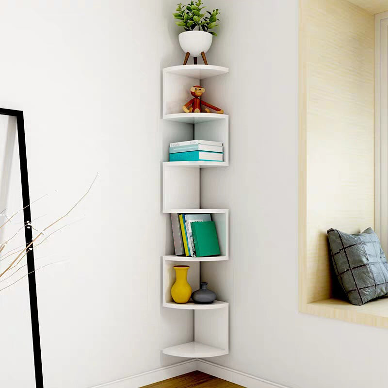 Contemporary Wall Mounted Bookcase Engineered Wood Bookshelf