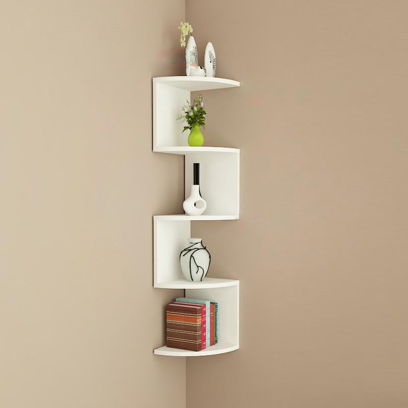 Contemporary Wall Mounted Bookcase Engineered Wood Bookshelf